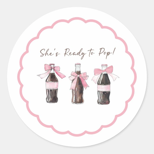Pegatina Redonda Pink Baby Soda Ready to POP Round Sticker (Anverso)