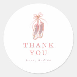 Pegatina Redonda Pink Ballerina Shoes Cumpleaños Party Gracias