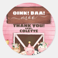 Pink Barn Oink Baa Moo Farm Animales Cumpleaños