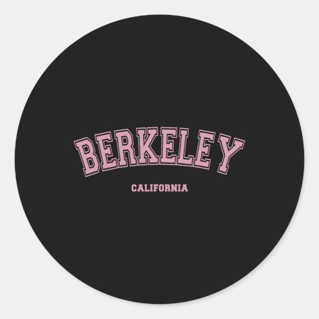 Pegatina Redonda Pink Berkeley California Ca Varsity Style On Berke (Anverso)