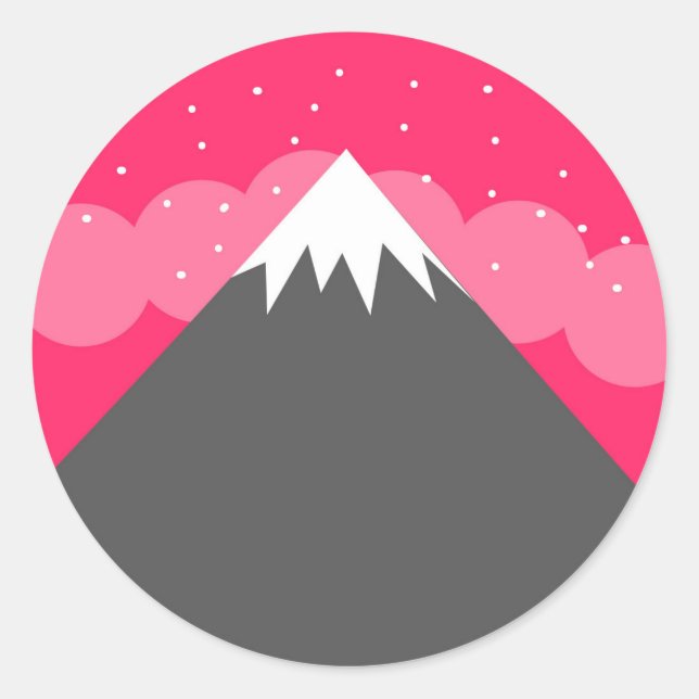 Pegatina Redonda Pink Bliss Mountain Scene (Anverso)