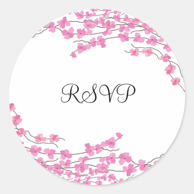 Pegatina Redonda Pink Blossoms RSVP (Anverso)