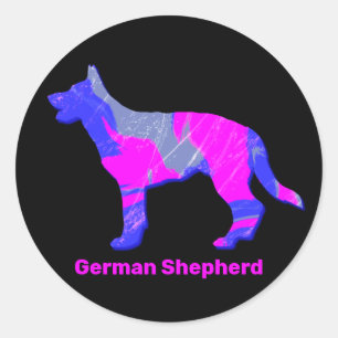 Pegatina Redonda Pink&Blue de Shepherd Silhouette de Alemania