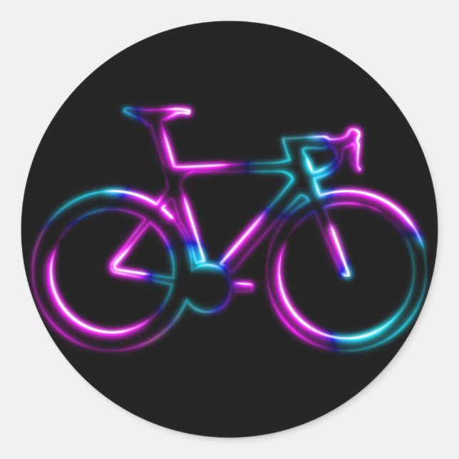 Pegatina Redonda Pink Blue Neon Glow Road Bicycle Sticker (Anverso)