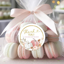 Pegatina Redonda Pink Boho Pumpkin Baby Shower