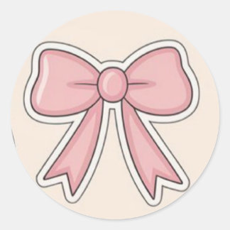 Pegatina Redonda Pink Bow Aesthetic Cutesy Vinyl Sticker