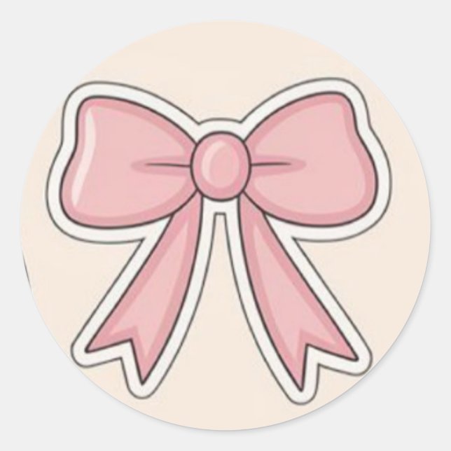 Pegatina Redonda Pink Bow Aesthetic Cutesy Vinyl Sticker (Anverso)
