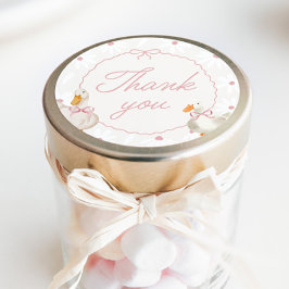 Pegatina Redonda Pink Bow Silly Goose Coquette Cumpleaños