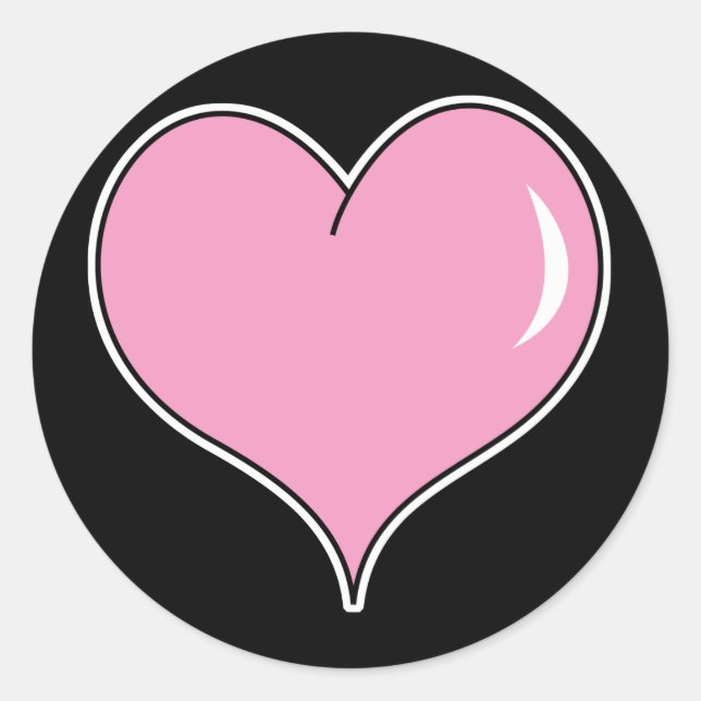 Pegatina Redonda Pink Bubble Gum Heart (Anverso)