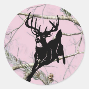 Pegatina Redonda Pink Camo corriendo buck