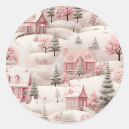 Pegatina Redonda Pink Christmas sticker