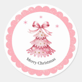 Pegatina Redonda Pink Christmas Tree Sticker Pack Merry Christmas
