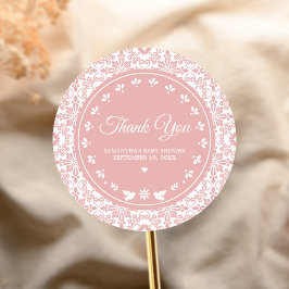 Pegatina Redonda Pink Cielito Lindo Papel Picado Baby Shower