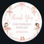 Pegatina Redonda Pink Coquette Ballerina Birthday Party<br><div class="desc">Gracias a sus invitados con estos hermosos pegatinas redondos Ballerina,  la adición perfecta a sus regalos fiestas. Personalizable y fácil de imprimir,  le agregarán un detalle sincero a su celebración. 42BD B</div>