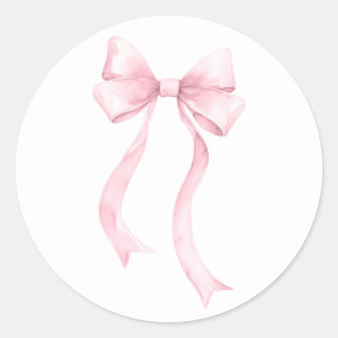 Pegatina Redonda Pink Coquette Bow
