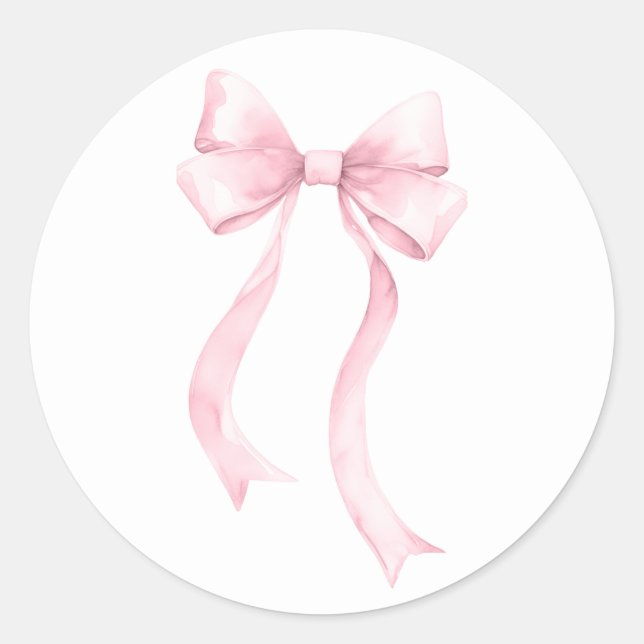 Pegatina Redonda Pink Coquette Bow (Anverso)