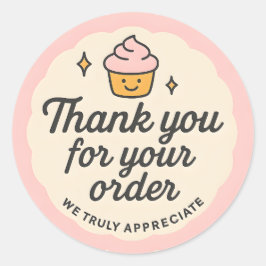Pegatina Redonda Pink Cupcake baking Thank You Sticker 