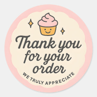 Pegatina Redonda Pink Cupcake baking Thank You Sticker 