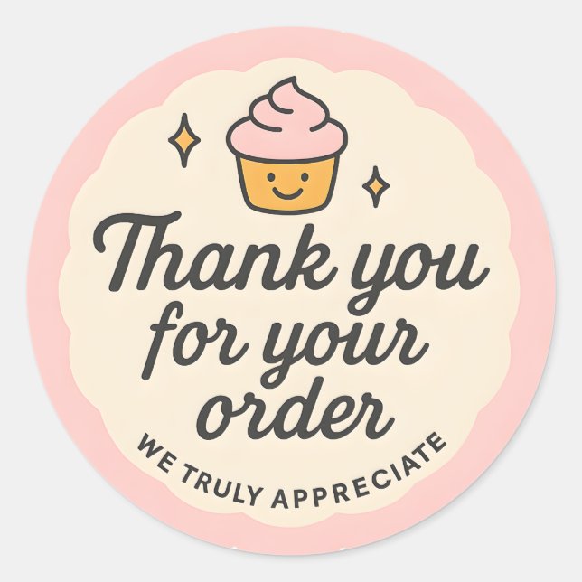 Pegatina Redonda Pink Cupcake baking Thank You Sticker  (Anverso)