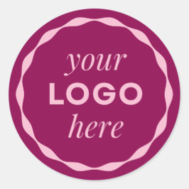 Pegatina Redonda Pink Custom Minimalist Logo Circle Sticker