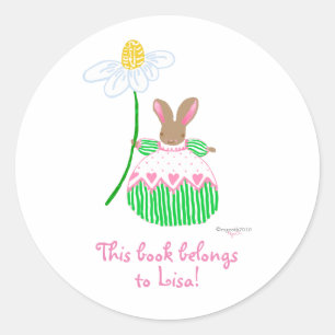 Pegatina Redonda Pink Daisy Bunny