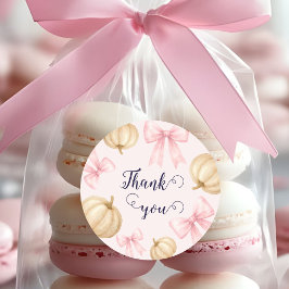 Pegatina Redonda Pink delicado arco Pumpkin Baby Shower