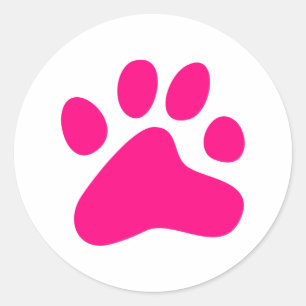 Pegatina Redonda Pink Dog Paw
