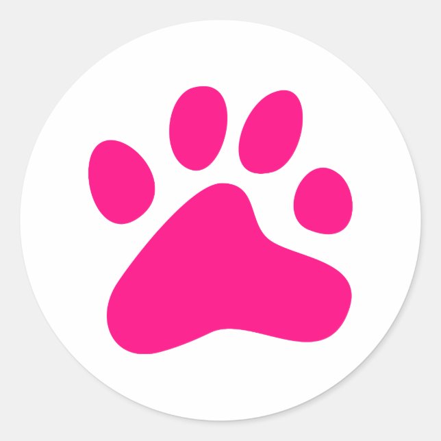Pegatina Redonda Pink Dog Paw (Anverso)