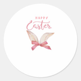 Pegatina Redonda Pink Easter Bunny Ears