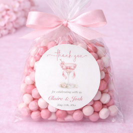 Pegatina Redonda Pink Elegant Tini One On The Way Thank You