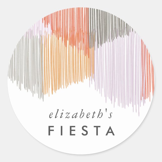 Pegatina Redonda Pink Fiesta Fringe (Anverso)