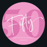 Pegatina Redonda Pink Fifty 500th Birthday Party Favor<br><div class="desc">¡Este es un Pink Fifty 50th Birthday Party Favor Pegatinas!</div>
