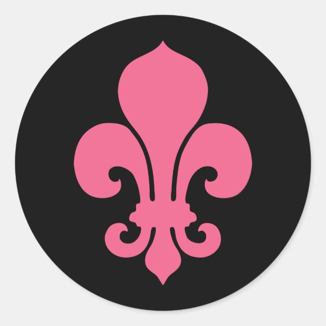 Pegatina Redonda Pink Fleur de Lis (Anverso)