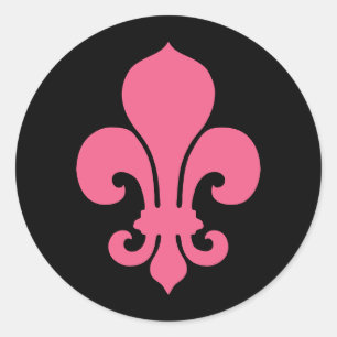 Pegatina Redonda Pink Fleur de Lis