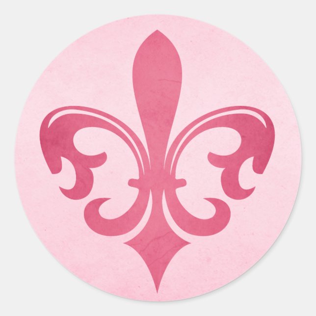 Pegatina Redonda Pink Fleur de lis sticker (Anverso)