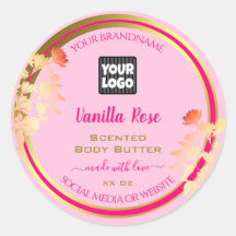 Pink Floral Product Packaging Labels Custom Logo