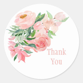 Pegatina Redonda Pink Floral Watercolor Bebé Chica de amor Baby Sho