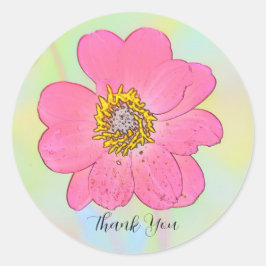 Pegatina Redonda Pink Flower