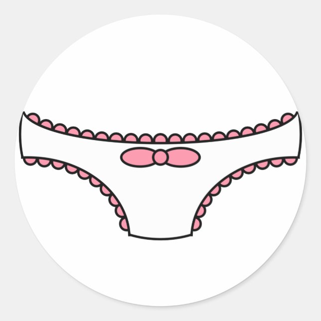 Pegatina Redonda Pink Frilly Panties (Anverso)