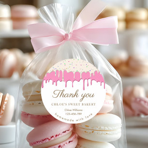 Pegatina Redonda Pink Frosting Driaking Gracias