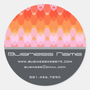 Pegatina Redonda Pink Funky Groovy Zig Zag Waves Patrón Chevron