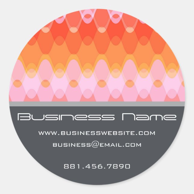 Pegatina Redonda Pink Funky Groovy Zig Zag Waves Patrón Chevron (Anverso)