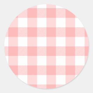 Pegatina Redonda Pink Gingham