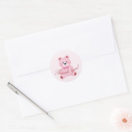 Pegatina Redonda Pink Gingham Teddy