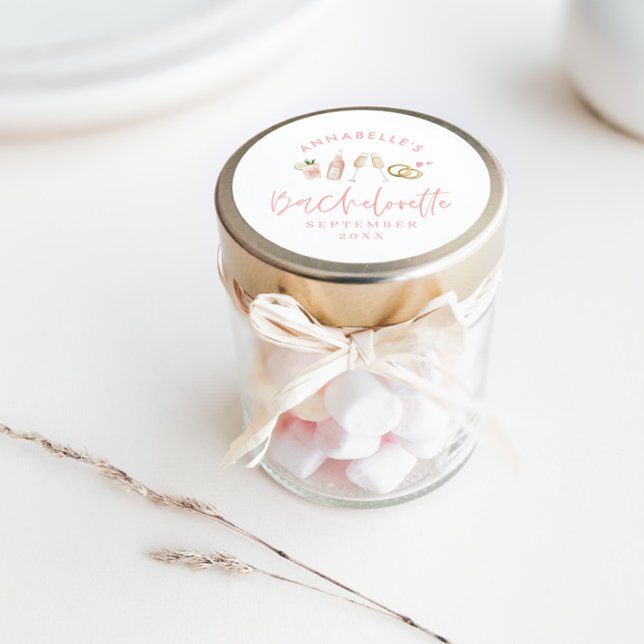 Pegatina Redonda Pink girly modern champagne bachelorette stylish (Subido por el creador)
