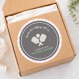 Pegatina Redonda Pink & Green Pickleball Thanks For Rallying  