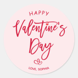 Pegatina Redonda Pink Happy Valentines Day Round Sticker