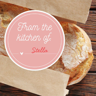 Pegatina Redonda Pink Heart Custom  From the Kitchen of Sticker