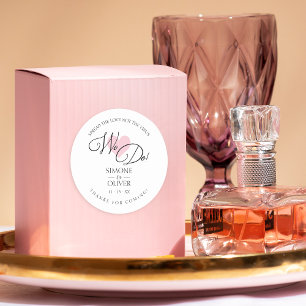 Pegatina Redonda Pink Heart Hacemos Cita Boda Sanitizer Hand Gel