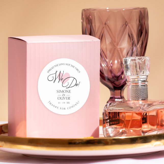 Pegatina Redonda Pink Heart Hacemos Cita Boda Sanitizer Hand Gel (Subido por el creador)